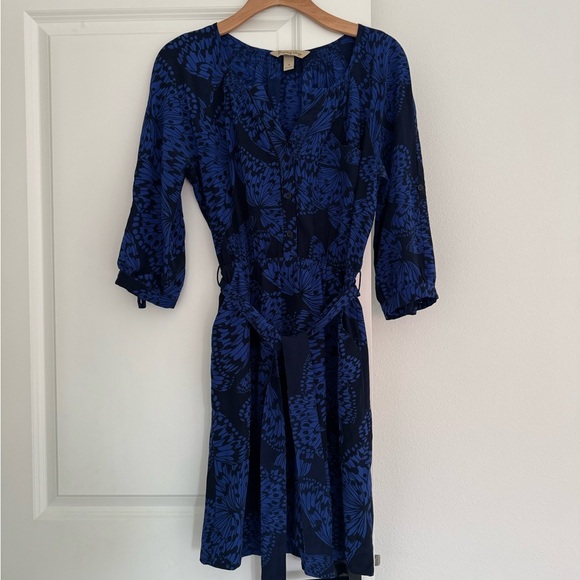 presley skye Nordstrom women’s 100% silk belted butterfly print dress SMALL 4 6 - Picture 6 of 9